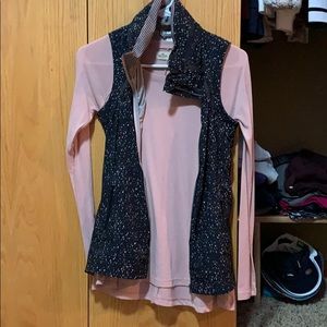 black and pink speckled lululemon vest